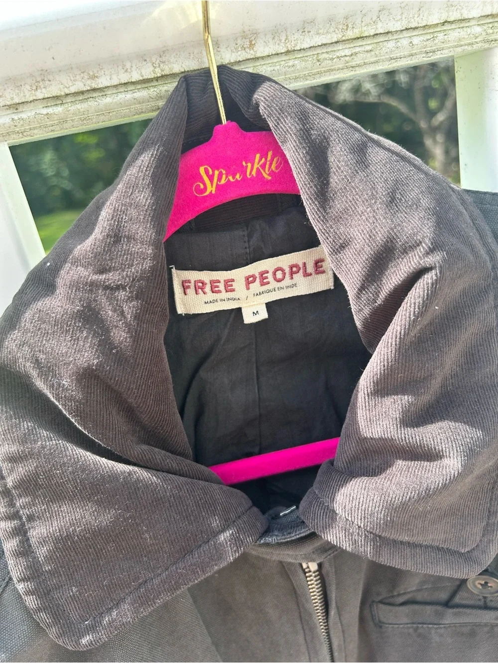 Free People Dark Charcoal/ Black Zip-Up Jacket